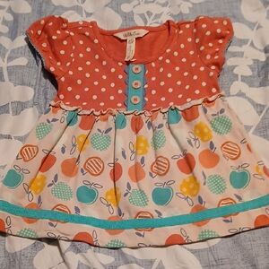 Matilda Jane Coral and Teal Apple Print Dress